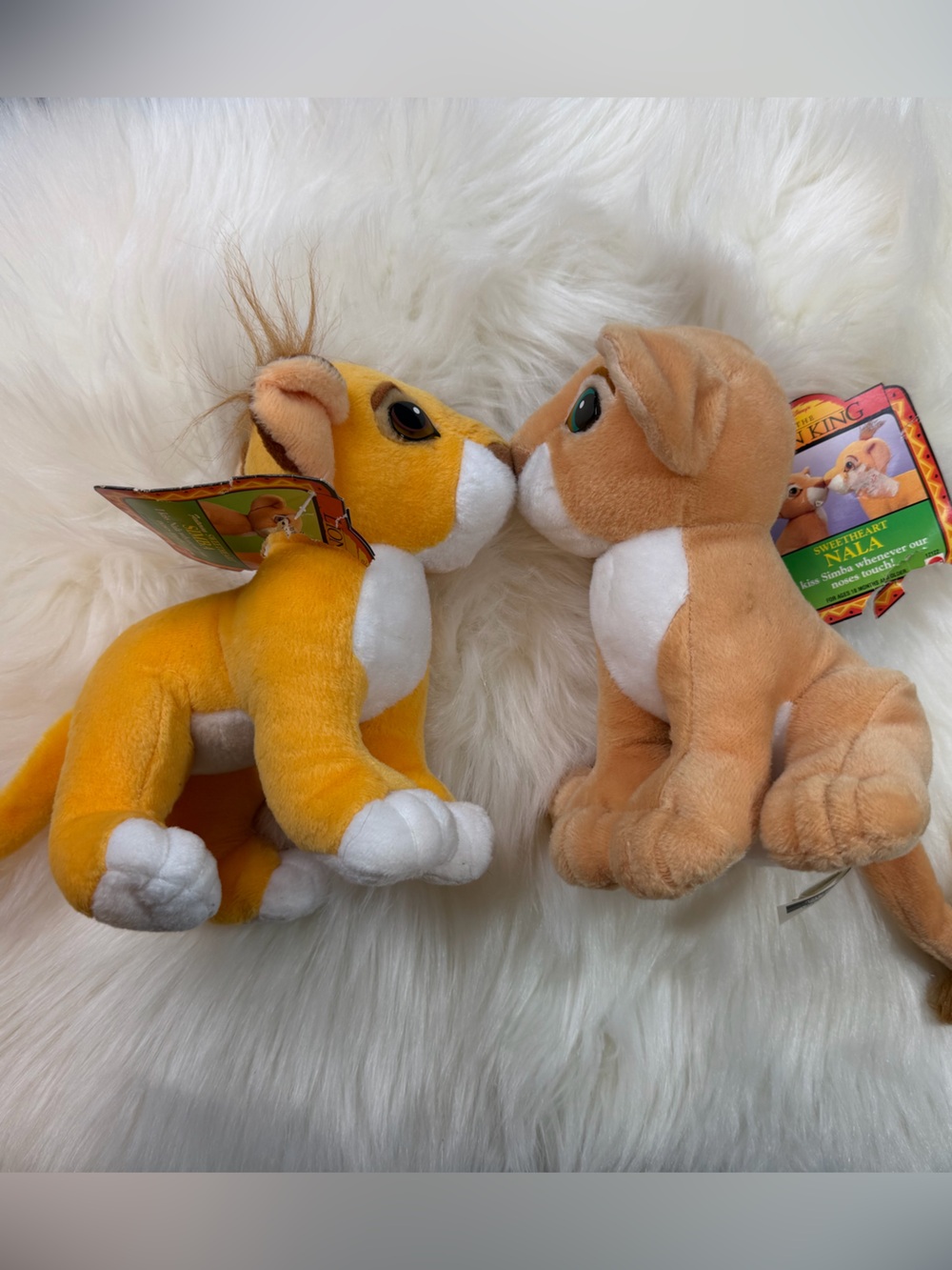 NWT Vintage Lion King Kissing Sweetheart Nala & Simba Plushes Disney Mattel